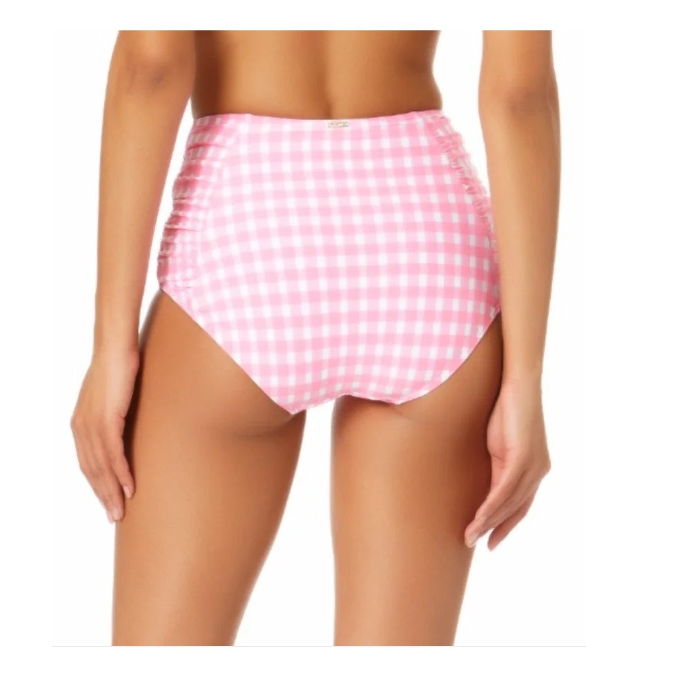 Anne Cole Women's Gingham Print High Waist Swim Bottoms Swimsuit Pink Size Medium
