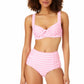 Anne Cole Women's Gingham Print High Waist Swim Bottoms Swimsuit Pink Size Medium