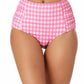 Anne Cole Women's Gingham Print High Waist Swim Bottoms Swimsuit Pink Size Medium