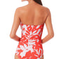 Anne Cole Women's Coral Palms Twist Front Strapless One Piece Swimsuit Orange Size 14