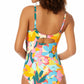 Anne Cole Women's Printed Plumeria Scoop Neck Shirred One Piece Swimsuit Blue Size 6