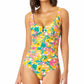 Anne Cole Women's Sunshine Floral One Piece Swimsuit Yellow Size 6