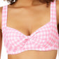 Anne Cole Women's Gingham Retro Twist Underwire Bikini Top Swimsuit Pink Size 34DD