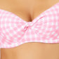 Anne Cole Women's Gingham Retro Twist Underwire Bikini Top Swimsuit Pink Size 34DD