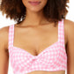 Anne Cole Women's Gingham Retro Twist Underwire Bikini Top Swimsuit Pink Size 34DD