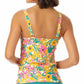Anne Cole Women's Sunshine Floral Printed Underwire Twist Tankini Top Swimsuit Yellow Size 34C
