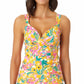 Anne Cole Women's Sunshine Floral Printed Underwire Twist Tankini Top Swimsuit Yellow Size 34C
