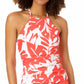 Anne Cole Women's Coastal Palm Printed High Neck Tankini Top Swimsuit Orange