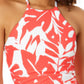 Anne Cole Women's Coastal Palm Printed High Neck Tankini Top Swimsuit Orange