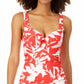 Anne Cole Women's Coastal Palm Printed Twist Underwire Tankini Top Swimsuit Orange