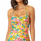 Anne Cole Women's Sunshine Floral Twist Front Shirred Tankini Top Swimsuit Yellow