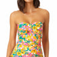 Anne Cole Women's Sunshine Floral Twist Front Shirred Tankini Top Swimsuit Yellow