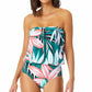 Anne Cole Women's Zesty Tropical Blouson One Piece Keyhole Swimsuit Green