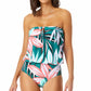 Anne Cole Women's Zesty Tropical Blouson One Piece Keyhole Swimsuit Green Size 10