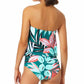 Anne Cole Women's Zesty Tropical Blouson One Piece Keyhole Swimsuit Green Size 10