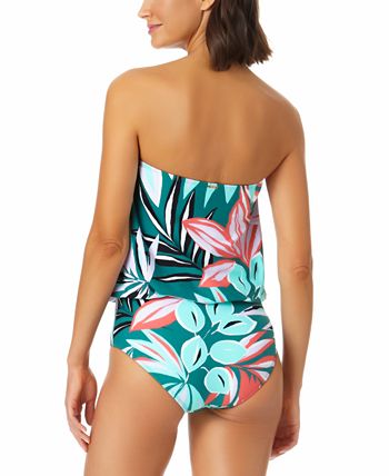 Anne Cole Women's Zesty Tropical Blouson One Piece Keyhole Swimsuit Green Size 10