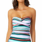 Anne Cole Women's Printed Zesty Tropical Twist Front Shirred Tankini Top Swimsuit White Size Small