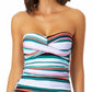 Anne Cole Women's Printed Zesty Tropical Twist Front Shirred Tankini Top Swimsuit White Size Small