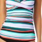 Anne Cole Women's Printed Zesty Tropical Twist Front Shirred Tankini Top Swimsuit White Size Small