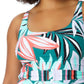 Anne Cole Women's Zesty Tropical Belted Scoop Neck One Piece Swimsuit Multi Size 16W