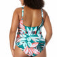 Anne Cole Women's Plus Zesty Tropical Belted Scoop Neck One Piece Swimsuit White Size 20W
