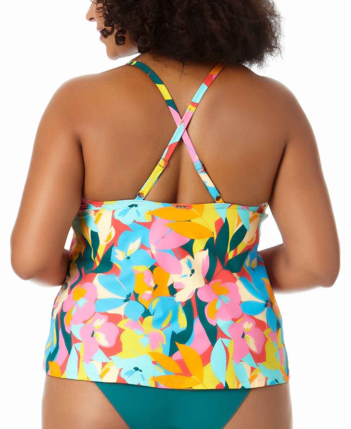 Anne Cole Women's Plumeria Easy Trapeze Tankini Top Swimsuit Multicolor Size 22W