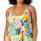 Anne Cole Women's Plumeria Easy Trapeze Tankini Top Swimsuit Multicolor Size 22W