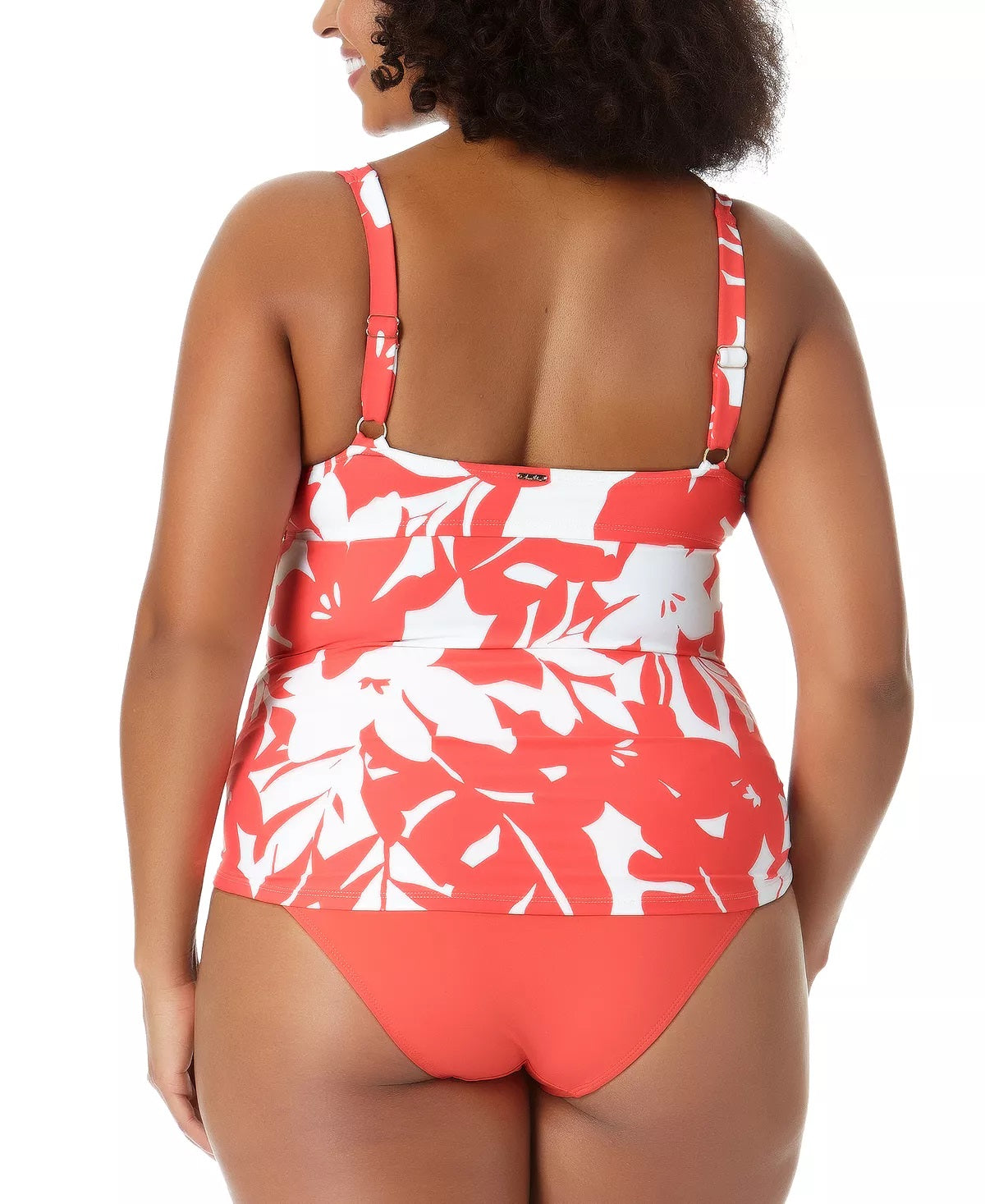 Anne Cole Women's Coastal Palm Printed Twist Underwire Tankini Top Swimsuit Orange