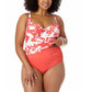 Anne Cole Women's Coastal Palm Printed Twist Underwire Tankini Top Swimsuit Orange