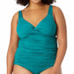Anne Cole Women's Twist Front Underwire Tankini Top Swimsuit Green Size 24W