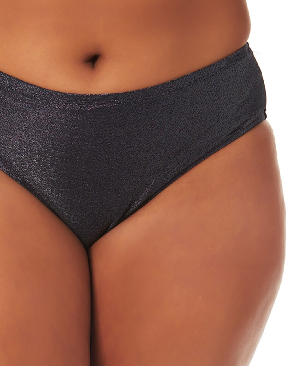 California Waves Women's Metallic Bikini Bottoms Swimsuit Black Size 2X