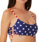 California Waves Junior's Classic Stars And Stripes Side Lace Up Bralette Bikini Top Swimsuit Blue