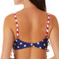 California Waves Junior's Classic Stars And Stripes Side Lace Up Bralette Bikini Top Swimsuit Blue