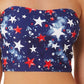 California Waves Junior's Splatter Star Long Line Bandeau Top Swimsuit Blue