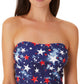California Waves Junior's Splatter Star Long Line Bandeau Top Swimsuit Blue