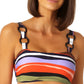 Anne Cole Women's Printed Ring-Strap Bra Sandy Wave Multi Stripe Size M