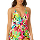 Anne Cole Women's Printed Surplice Front Swim Dress Swimsuit Pink