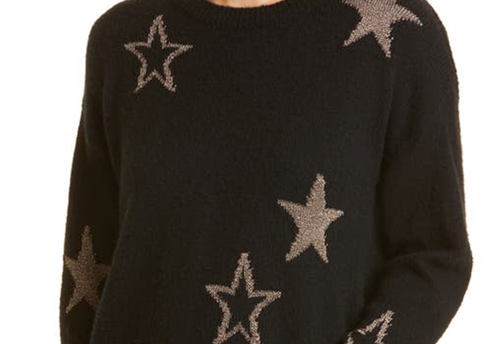 Rails Perci Star Wool Sweater in Black Gold Stars Size Large