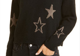 Rails Perci Star Wool Sweater in Black Gold Stars Size Large