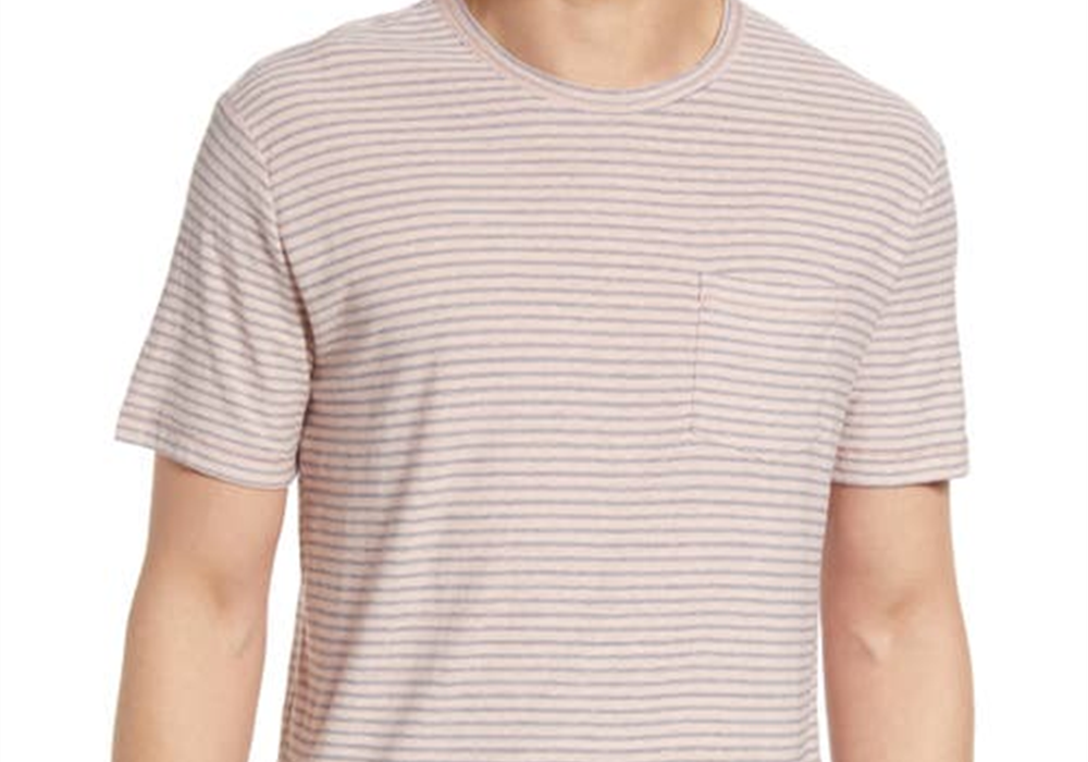 Rails Valencia Stripe Pocket Hemp & Organic Cotton T-Shirt In Rose Indigo Stripe Size X-Large