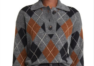 Rails Shae Argyle Polo Sweater in Heather Toffee Arglye Size Large