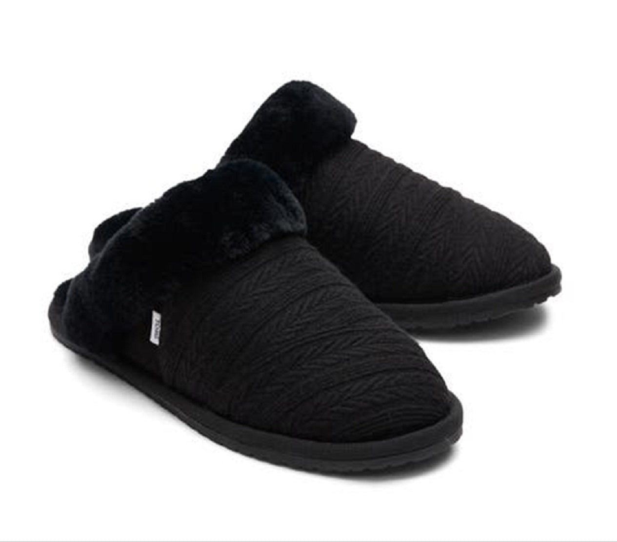 Toms Women's Valeri Faux Fur Lined Slip on Cozy Slippers Black Size 8