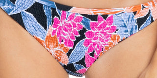 Roxy Women's Tropical Oasis Smock Bikini Bottom Swimsuit Black Size X-Large