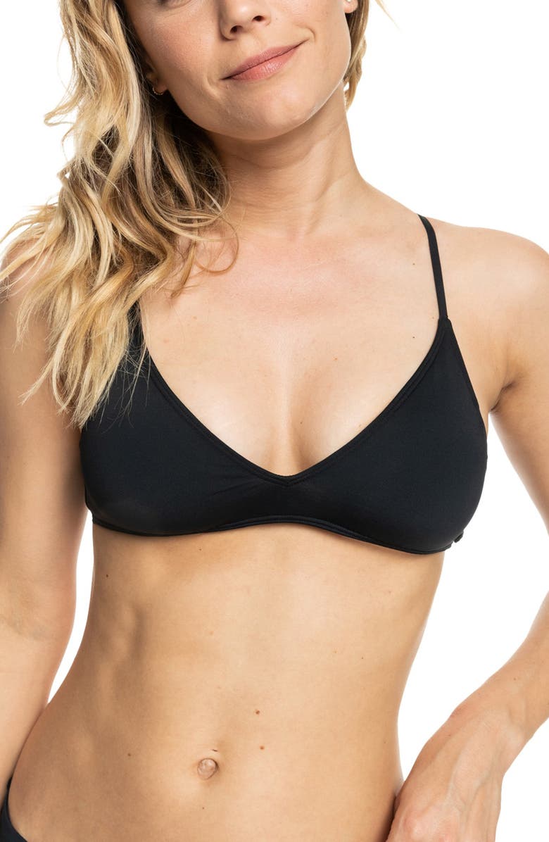 Roxy Women's Beach Classics Strappy Athletic Triangle Bikini Top Black