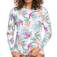Roxy Women's Sea Skippin' Rashguard Swimsuit White Size Large