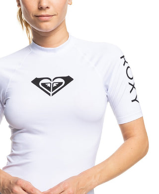 Roxy Women's Whole Hearted Short Sleve Rashguard White