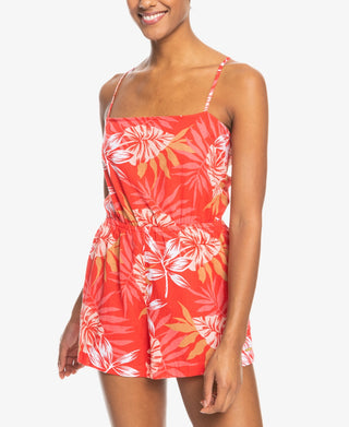 Roxy Women's On Way Love Tie Back Romper Red Size Large