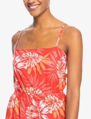 Roxy Women's On Way Love Tie Back Romper Red Size X-Large