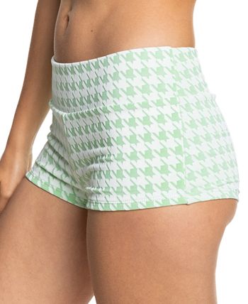 Roxy Junior's Check It Swim Shorts Swimsuit Green Size Small