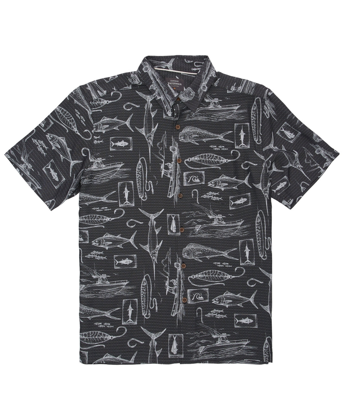 Quiksilver Waterman Men's Short Sleeve Slack Line Shirt Black Size X-Large
